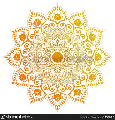 Circular pattern of mandala. Decorative ornament in oriental style. Mandala with floral patterns. Beautiful lined design in vintage for Invitation card