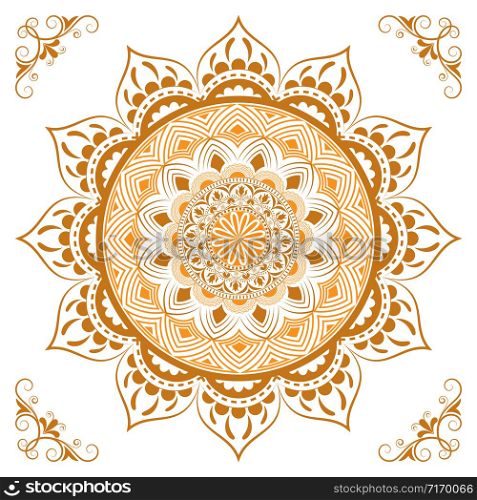 Circular pattern of mandala. Decorative ornament in oriental style. Mandala with floral patterns. Beautiful lined design in vintage