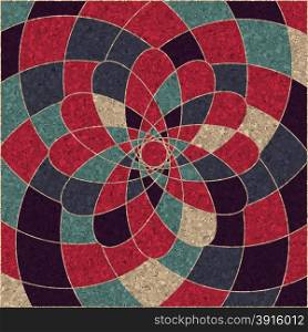 circular pattern of multicolored geometric shapes