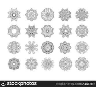 Circular pattern of traditional motifs and ancient oriental ornaments. Hand drawn background.. Circle vector ornament frame