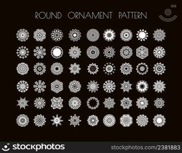 Circular pattern of traditional motifs and ancient oriental ornaments. Hand drawn background.. Circle vector ornament frame set.