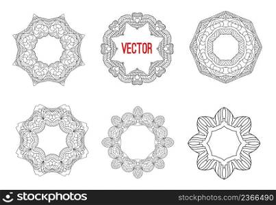 Circular pattern of traditional motifs and ancient oriental ornaments. Hand drawn background.. Circle ornament frame