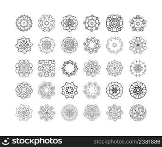 Circular pattern set of traditional motifs and ancient oriental ornaments. Hand drawn background. Circular pattern set