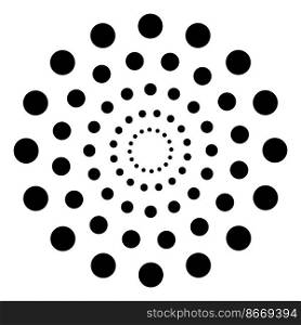 Circular polca dot pattern. Concentic round dot shapes isolated on white background. Circular polca dot pattern. Concentic round dot shapes