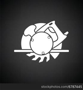 Circular saw icon. Black background with white. Vector illustration.