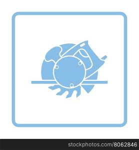 Circular saw icon. Blue frame design. Vector illustration.