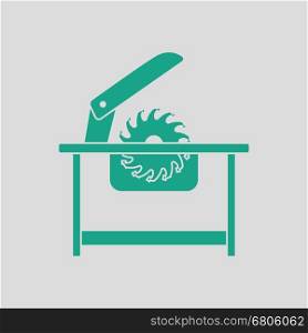 Circular saw icon. Gray background with green. Vector illustration.
