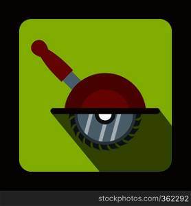Circular saw icon in flat style with long shadow. Tool symbol. Circular saw icon, flat style