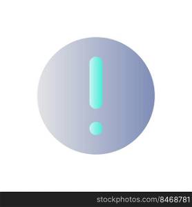 Circular shaped exclamation mark flat gradient color ui icon. Warning. Notification alert. Simple filled pictogram. GUI, UX design for mobile application. Vector isolated RGB illustration. Circular shaped exclamation mark flat gradient color ui icon