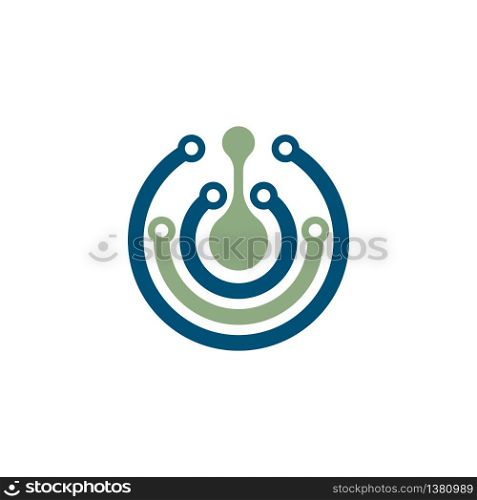 Circular technology circuit icon logo vector design