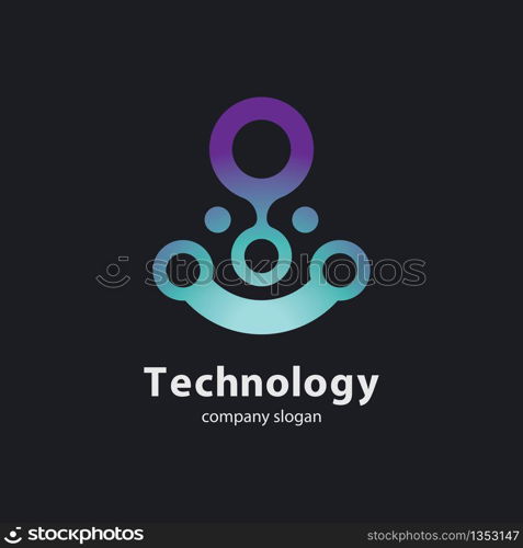 Circular technology circuit icon logo vector illustration design