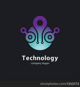 Circular technology circuit icon logo vector illustration design