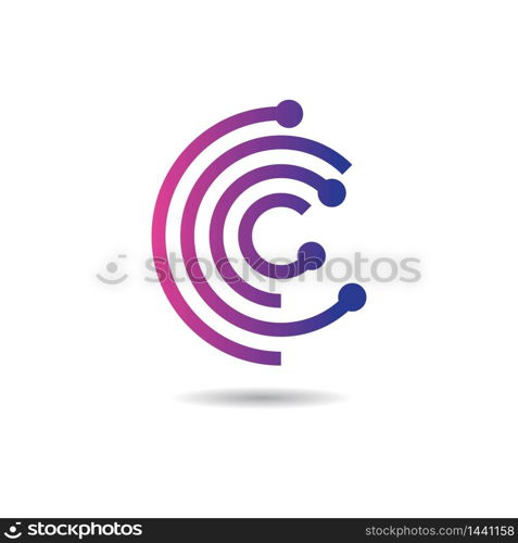 Circular technology circuit icon logo vector illustration design