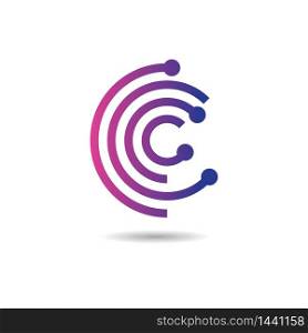 Circular technology circuit icon logo vector illustration design