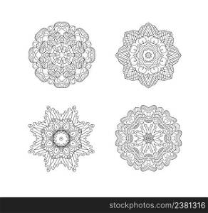 Circular vector pattern of traditional motifs and ancient oriental ornaments. Hand drawn background.. Circular vector pattern set