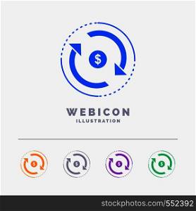 Circulation, finance, flow, market, money 5 Color Glyph Web Icon Template isolated on white. Vector illustration. Vector EPS10 Abstract Template background