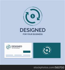 Circulation, finance, flow, market, money Business Logo Glyph Icon Symbol for your business. Turquoise Business Cards with Brand logo template.. Vector EPS10 Abstract Template background