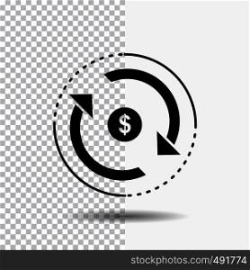 Circulation, finance, flow, market, money Glyph Icon on Transparent Background. Black Icon. Vector EPS10 Abstract Template background