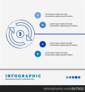 Circulation, finance, flow, market, money Infographics Template for Website and Presentation. Line Blue icon infographic style vector illustration. Vector EPS10 Abstract Template background