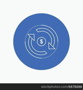 Circulation, finance, flow, market, money White Line Icon in Circle background. vector icon illustration. Vector EPS10 Abstract Template background