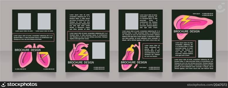 Circulatory system illnesses symptoms blank brochure layout design. Vertical poster template set with empty copy space for text. Premade corporate reports collection. Editable flyer paper pages. Circulatory system illnesses symptoms blank brochure layout design