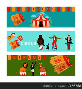 Circus banners in modern flat style. Vector illustration. Circus banners in modern flat style