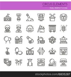 Circus Elements , Thin Line and Pixel Perfect Icons