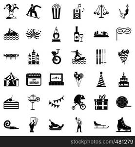 Circus icons set. Simple style of 36 circus vector icons for web isolated on white background. Circus icons set, simple style