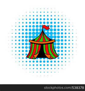 Circus tent icon in comics style isolated on white background. Circus tent icon, comics style