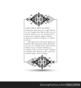 Citation text box, tribal style frame with place for your text. Vector illustration.