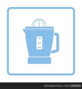 Citrus juicer machine icon. Blue frame design. Vector illustration.