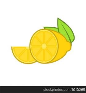 citrus sliced lemon with a slice in a flat. citrus sliced lemon with a slice in flat