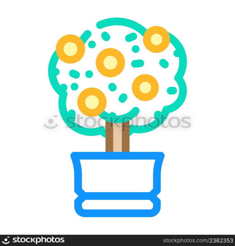 citrus tree color icon vector. citrus tree sign. isolated symbol illustration. citrus tree color icon vector illustration