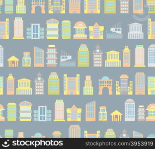 City background. Buildings. Skyscrapers and public buildings. Office and Government buildings seamless pattern.