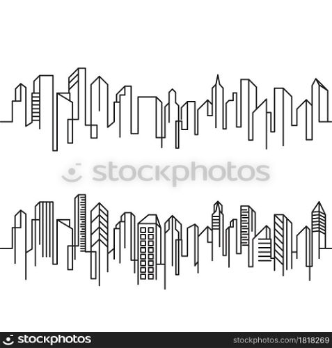 City Building Line art Vector icon design illustration Template