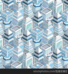 City Buildings Seamless Pattern. City buildings seamless pattern with skyscrapers isometric vector illustration
