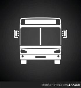 City bus icon front view. Black background with white. Vector illustration.