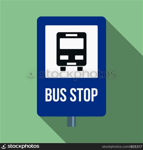 City bus stop sign icon. Flat illustration of city bus stop sign vector icon for web design. City bus stop sign icon, flat style