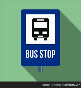 City bus stop sign icon. Flat illustration of city bus stop sign vector icon for web design. City bus stop sign icon, flat style