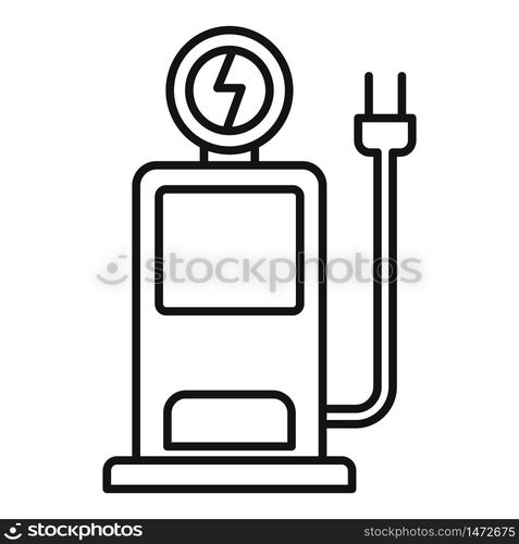 City car charging station icon. Outline city car charging station vector icon for web design isolated on white background. City car charging station icon, outline style