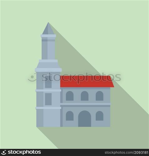 City church icon flat vector. Town landscape. Village city church. City church icon flat vector. Town landscape