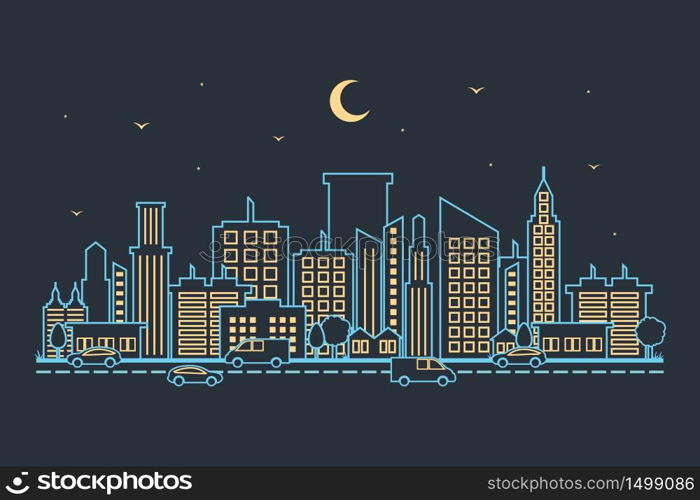 City Cityscape Skyline Landscape Building Street Design Illustration