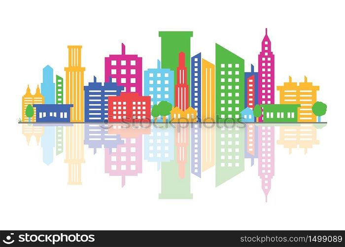 City Cityscape Skyline Landscape Building Street Design Illustration