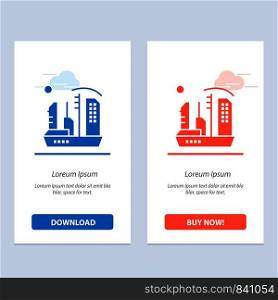 City, Colonization, Colony, Dome, Expansion Blue and Red Download and Buy Now web Widget Card Template