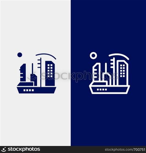 City, Colonization, Colony, Dome, Expansion Line and Glyph Solid icon Blue banner Line and Glyph Solid icon Blue banner