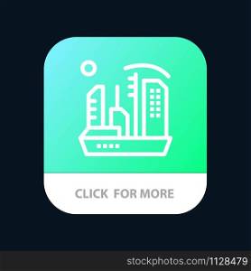 City, Colonization, Colony, Dome, Expansion Mobile App Button. Android and IOS Line Version