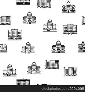 City Construction And Landscape Vector Seamless Pattern Thin Line Illustration. City Construction And Landscape Vector Seamless Pattern