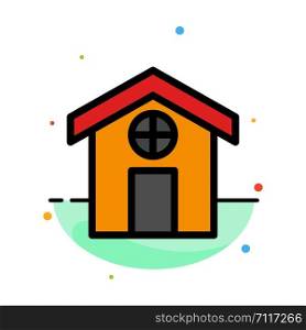 City, Construction, House Abstract Flat Color Icon Template