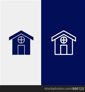City, Construction, House Line and Glyph Solid icon Blue banner Line and Glyph Solid icon Blue banner