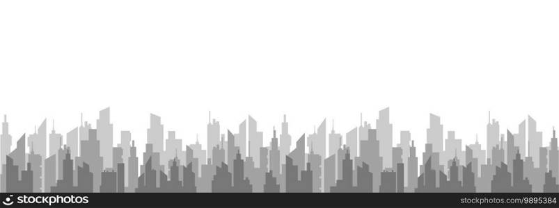 City daytime abstract landscape. Gray silhouettes skyscrapers with shadows metropolis on background of white vector sky.. City daytime abstract landscape. Gray silhouettes skyscrapers with shadows metropolis.